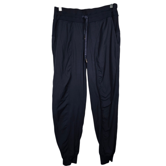 Lululemon Womens Navy Nylon Pinstriped ElasticDrawstring WaistAthletic Joggers10 - Picture 1 of 14